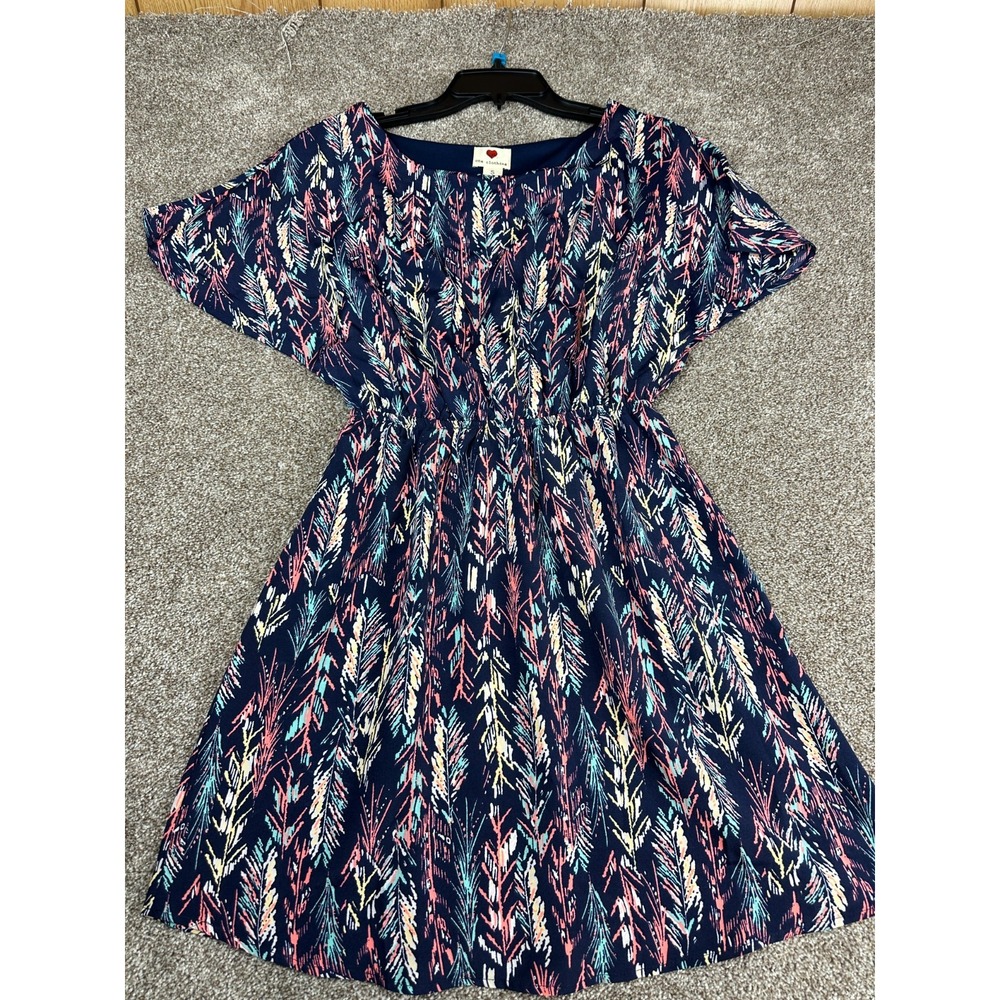 One‎ Clothing Geometric print Dress Women's Size Small Ruched Waist